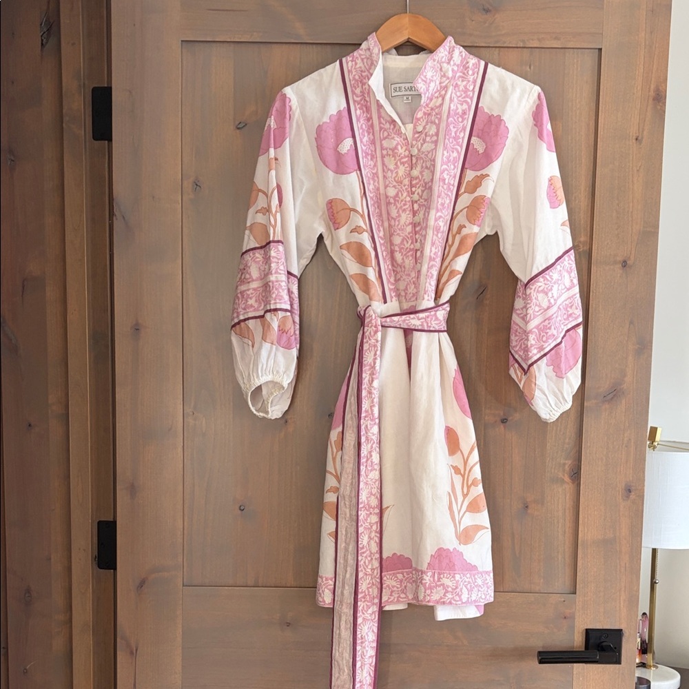 Anthropologie Floral Pink and Cream Long Sleeve Dress
